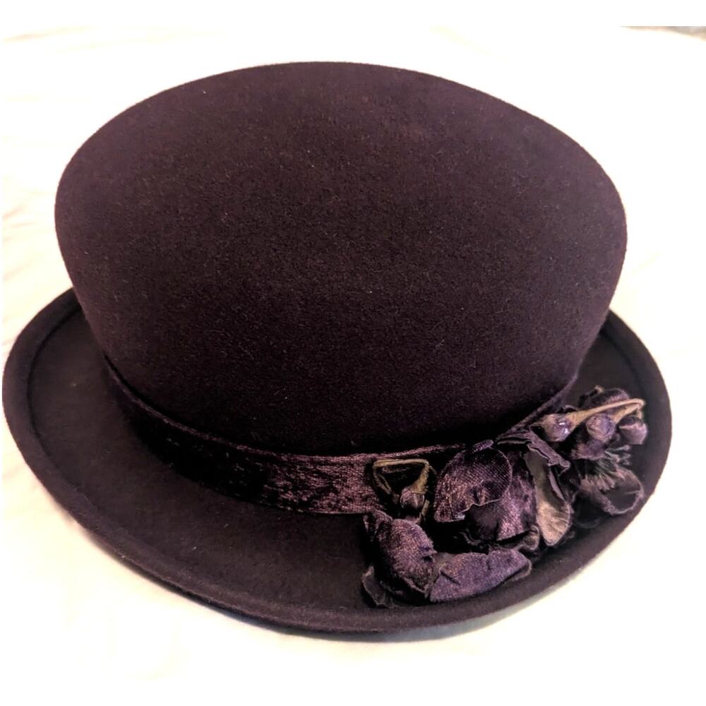 Vintage Liz Claiborne First Issue Felt Wool Hat w/ Floral Ribbon Large